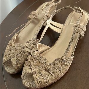 Stuart Weitzman Gold Slingback Sandal - Metallic Peep Toe